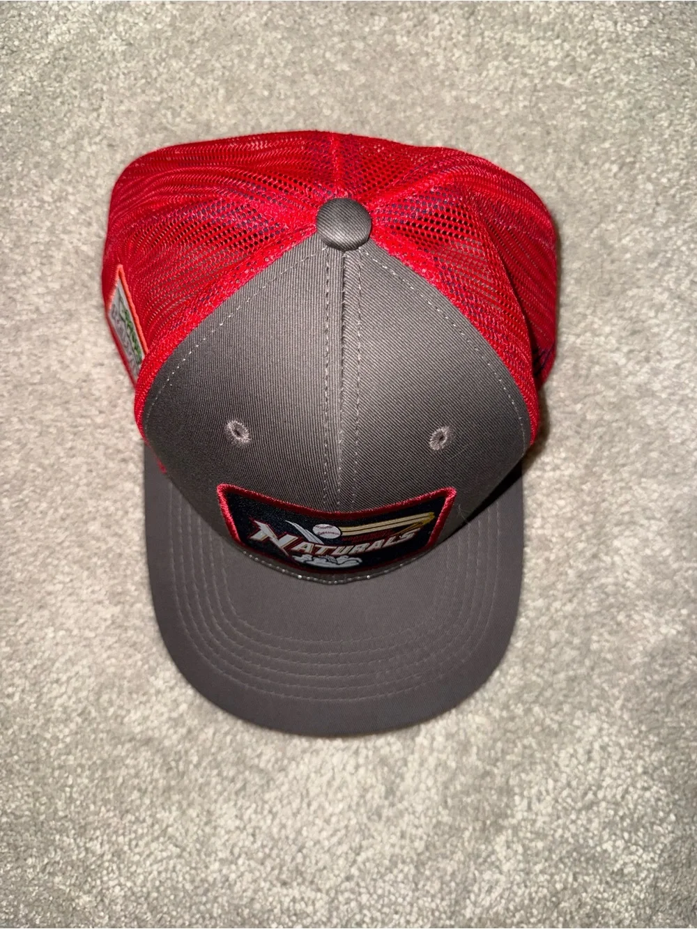 Northwest Arkansas Naturals Logo Trucker Hat in Gray and Red